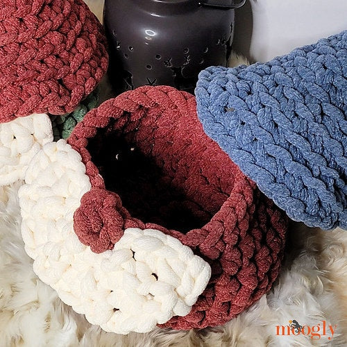 Crochet Gnome Basket, Intermediate Pattern, Jumbo Yarn Storage Container for Home & Office Decor on Etsy