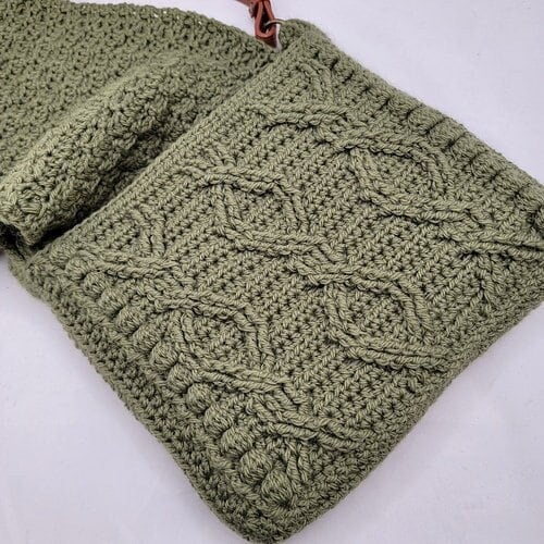 Irish Adventure Bag Crochet Pattern – Cabled Messenger Tote (PDF)