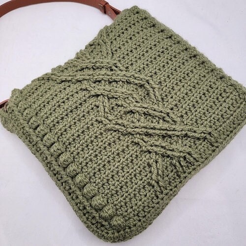 Irish Adventure Bag Crochet Pattern – Cabled Messenger Tote (PDF)