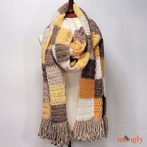 Big Checked Crochet Scarf - PDF Crochet Pattern