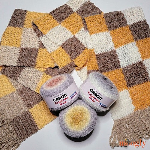 Big Checked Crochet Scarf - PDF Crochet Pattern