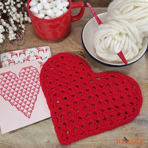 Heart Shaped Cloth Pattern PDF - Easy Crochet Washcloth Dishcloth