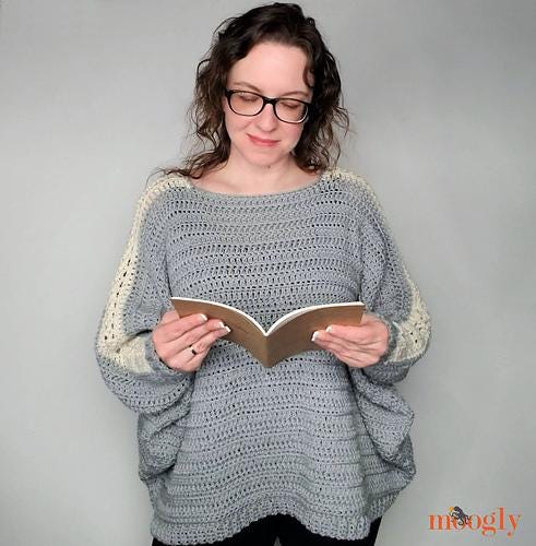 Easy Batwing Lace Sweater Pattern PDF - Crochet Pullover Sweater with Lace Detail