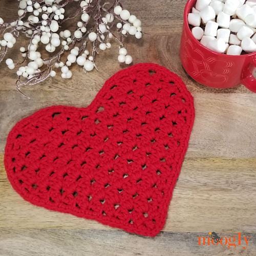 Heart Shaped Cloth Pattern PDF - Easy Crochet Washcloth Dishcloth