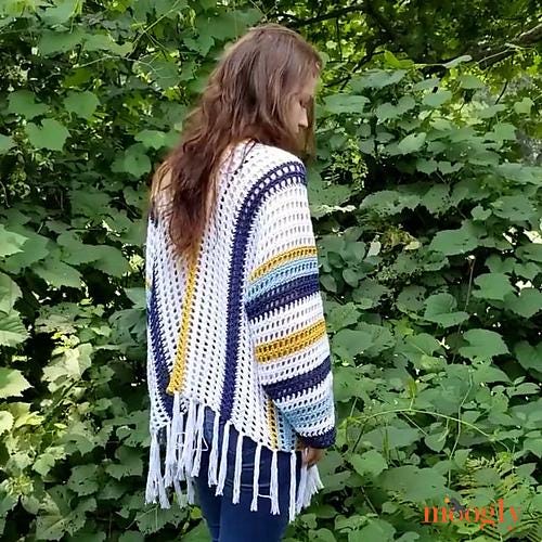 Crochet Summer Staple Sweater Pattern - Fringe Stripes Mesh V-neck - DK Yarn - Beginner - Pattern PDF