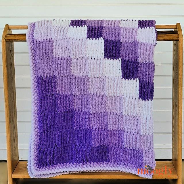Pixel Blanket Tunisian Crochet Pattern - Easy Reversible Throw - Super Bulky Yarn - Pattern PDF