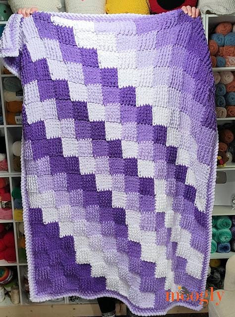 Pixel Blanket Tunisian Crochet Pattern - Easy Reversible Throw - Super Bulky Yarn - Pattern PDF