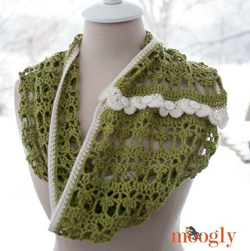 Lucky Day Cowl Pattern - Crochet DK Yarn Intermediate Lace Buttonholes PDF