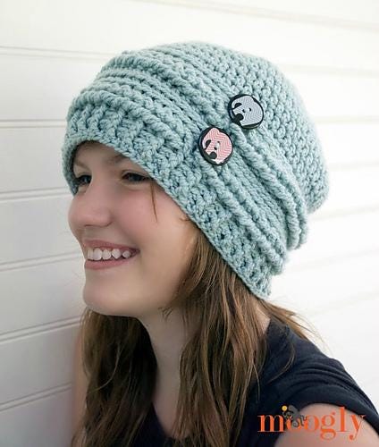 Ups And Downs Slouchy Beanie Crochet Pattern Aran Yarn Textured PDF
