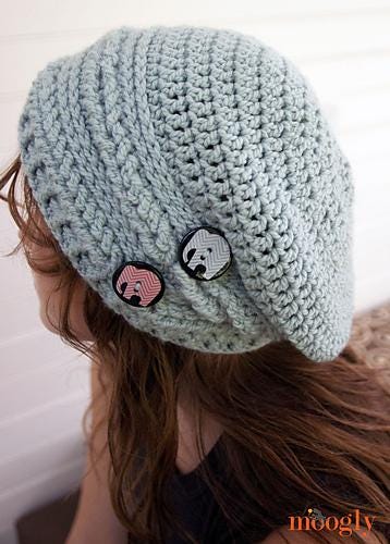 Ups And Downs Slouchy Beanie Crochet Pattern Aran Yarn Textured PDF