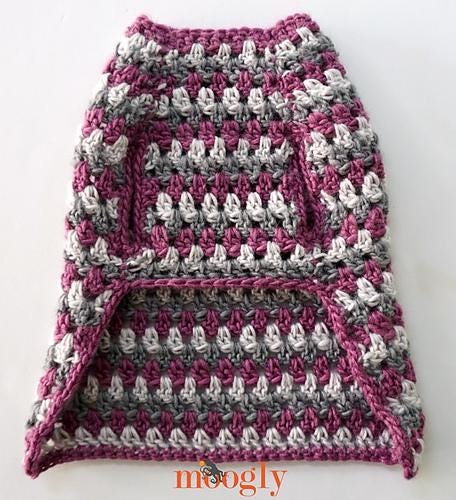 Dog Coat Easy Aran Yarn Stripes Crochet Pattern PDF - Well Dressed Dog Coat