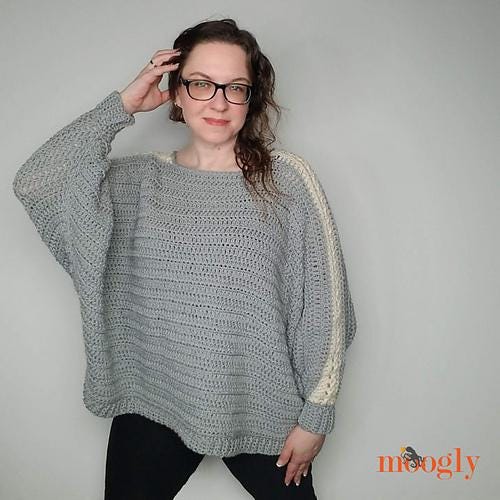 Easy Batwing Lace Sweater Pattern PDF - Crochet Pullover Sweater with Lace Detail