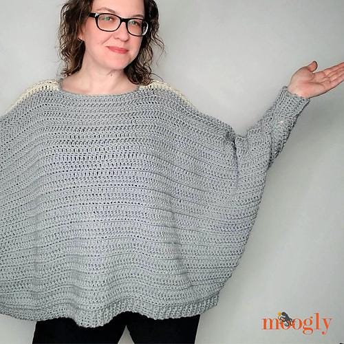 Easy Batwing Lace Sweater Pattern PDF - Crochet Pullover Sweater with Lace Detail