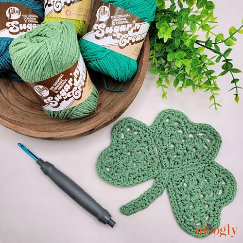 Easy Crochet Clover Shaped Cloth Pattern PDF